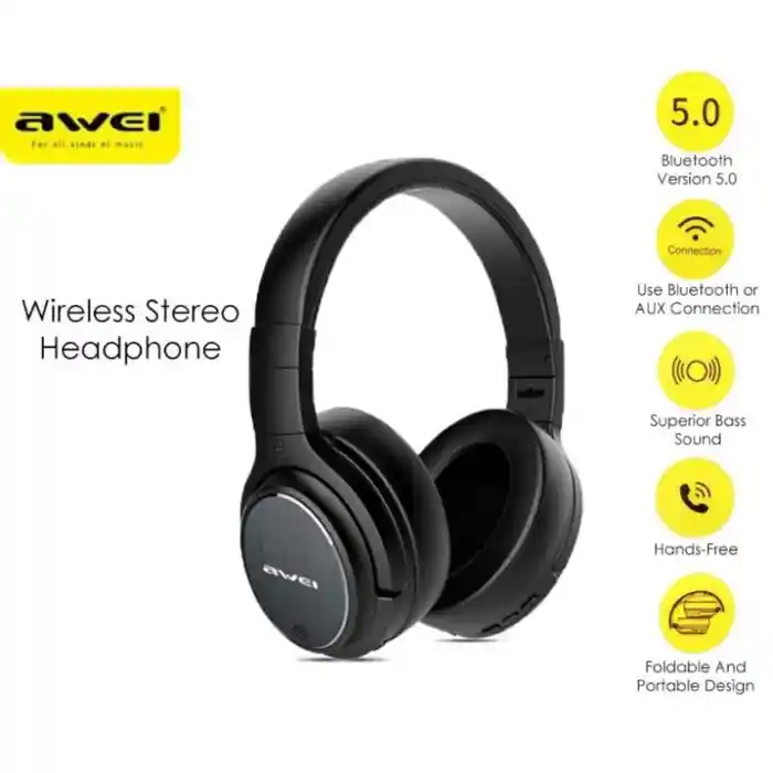 Awei A200BL Wireless Headset Strong Bass Stereo Foldable LED...